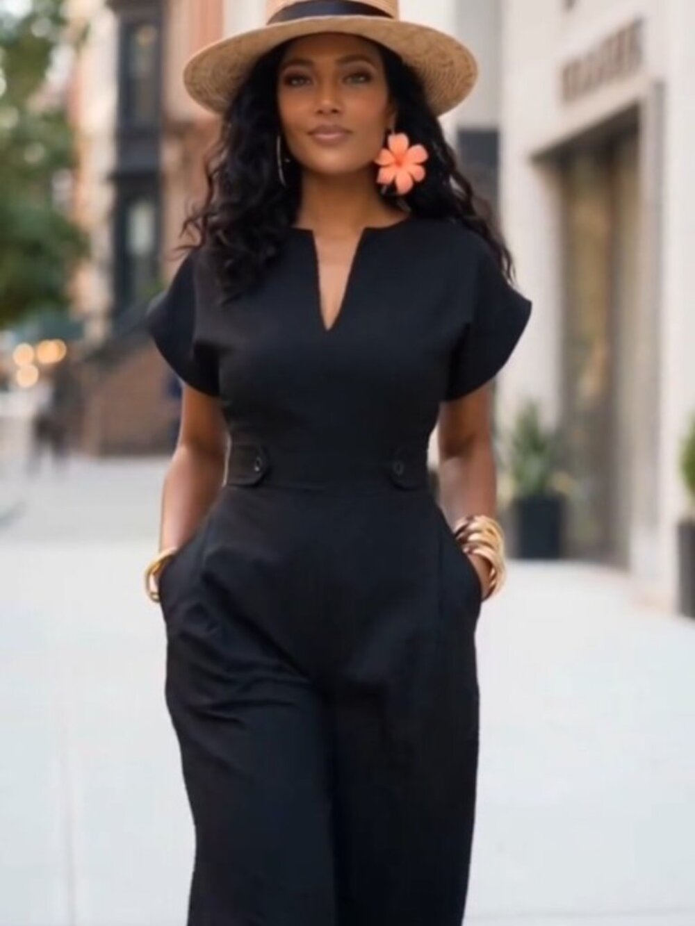 UOOZEE Elegant Wide Leg Jumpsuit In Black